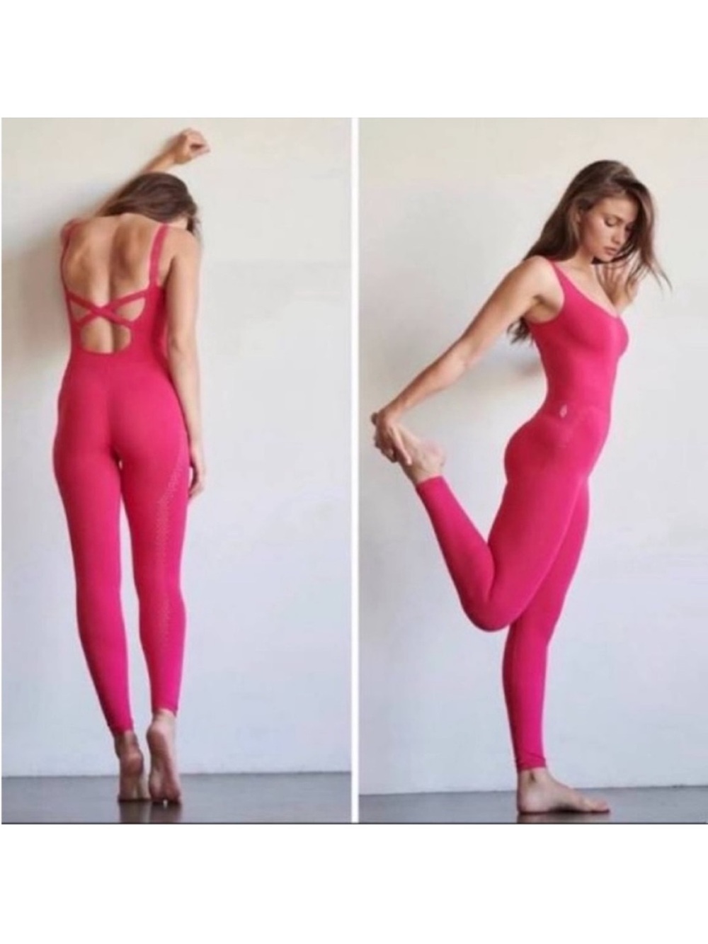 free people ♡ good karma pink jumpsuit barbie athleisure gym yoga one piece xs/s